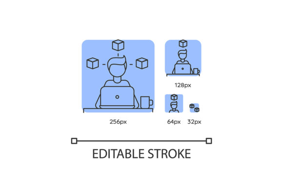 3D and CAD Artist Blue Linear Icons Set