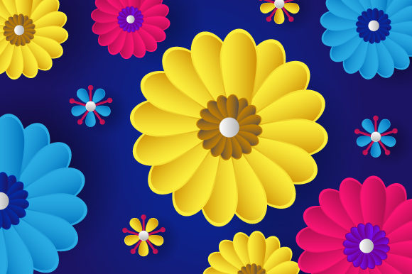 Colorful 3d Flower Floral Pattern Design