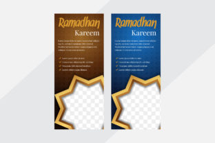 Vertical Banner Islamic Pattern Gold Blue: Elevating Ramadan Branding with 3D Vector Art